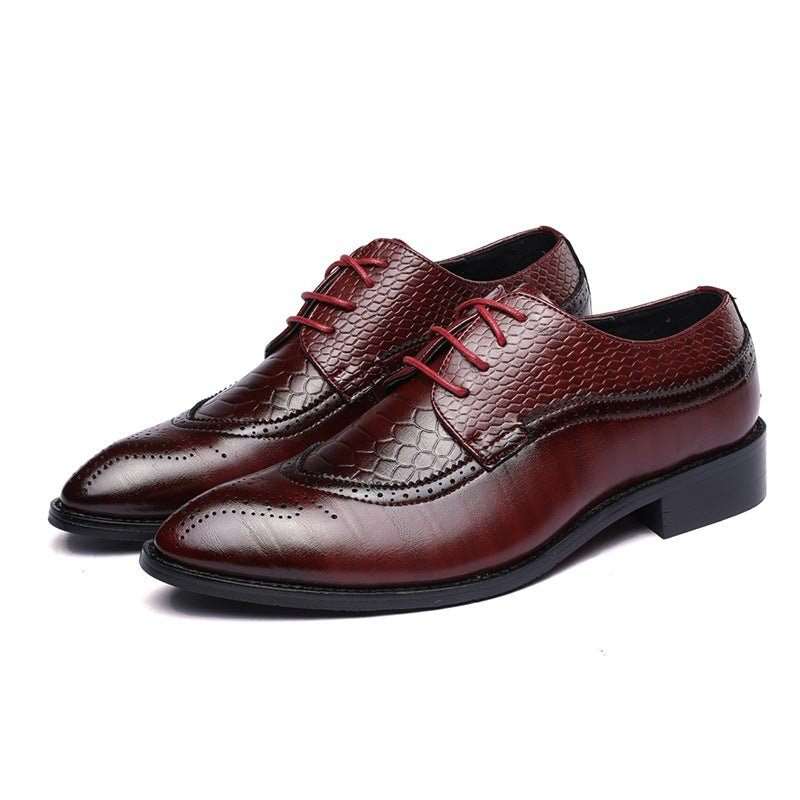 Formale Herrenschuhe Alligator Luxuriöse Schnür-brogue-kleiderschuhe - Rot