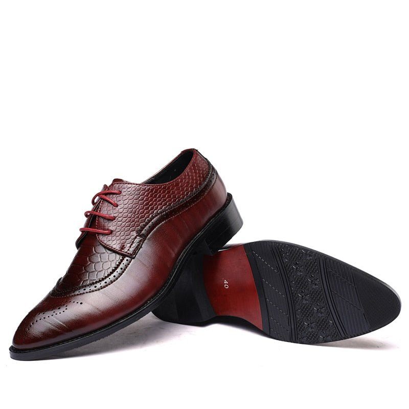 Formale Herrenschuhe Alligator Luxuriöse Schnür-brogue-kleiderschuhe - Rot