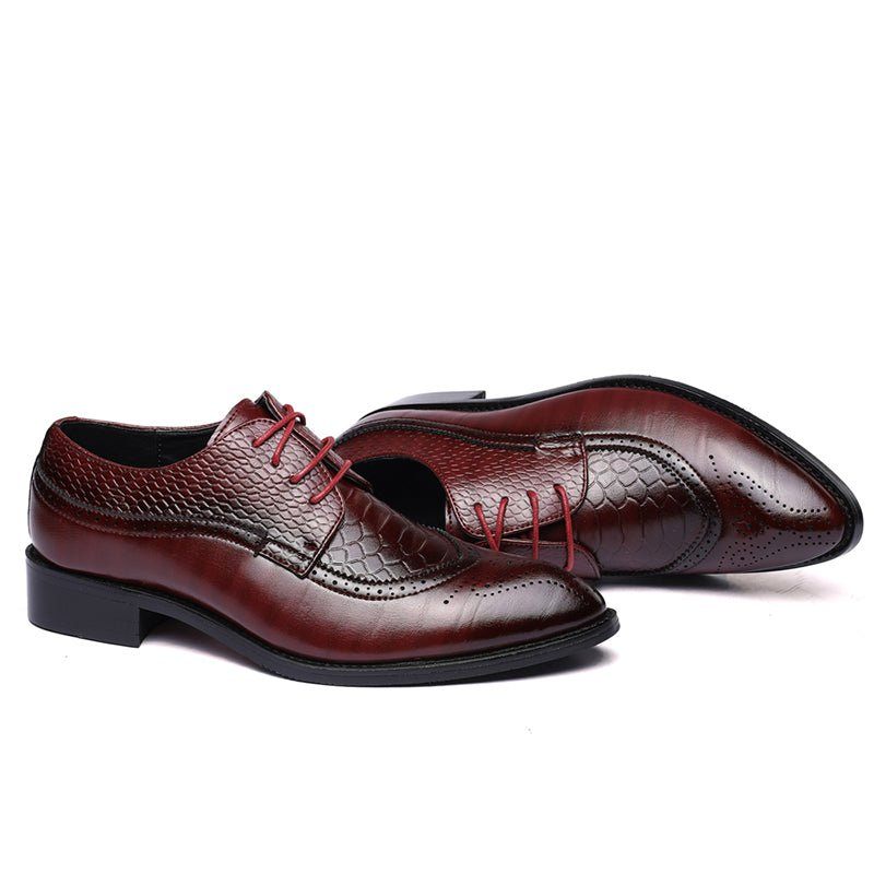 Formale Herrenschuhe Alligator Luxuriöse Schnür-brogue-kleiderschuhe - Rot