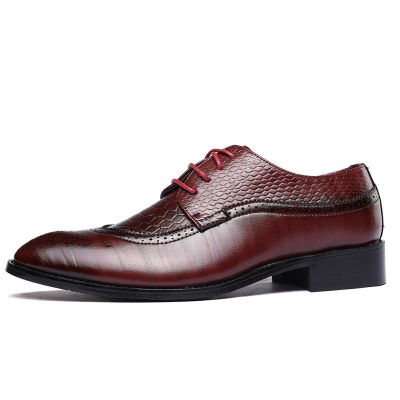 Formale Herrenschuhe Alligator Luxuriöse Schnür-brogue-kleiderschuhe - Rot