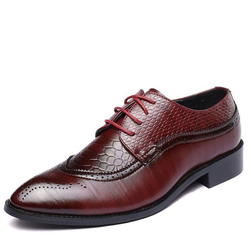 Formale Herrenschuhe Alligator Luxuriöse Schnür-brogue-kleiderschuhe - Rot