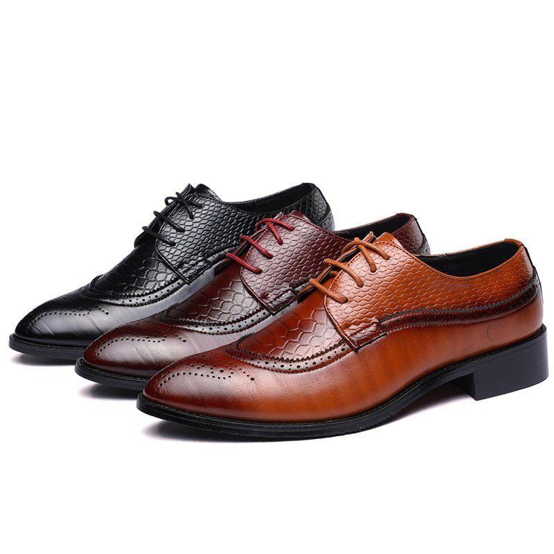 Formale Herrenschuhe Alligator Luxuriöse Schnür-brogue-kleiderschuhe - Rot