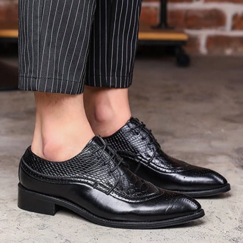 Formale Herrenschuhe Alligator Luxuriöse Schnür-brogue-kleiderschuhe - Schwarz