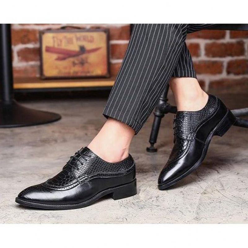 Formale Herrenschuhe Alligator Luxuriöse Schnür-brogue-kleiderschuhe - Schwarz