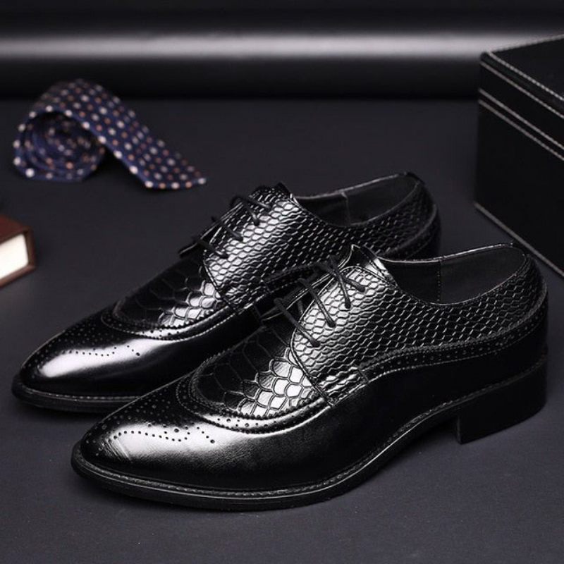 Formale Herrenschuhe Alligator Luxuriöse Schnür-brogue-kleiderschuhe - Schwarz