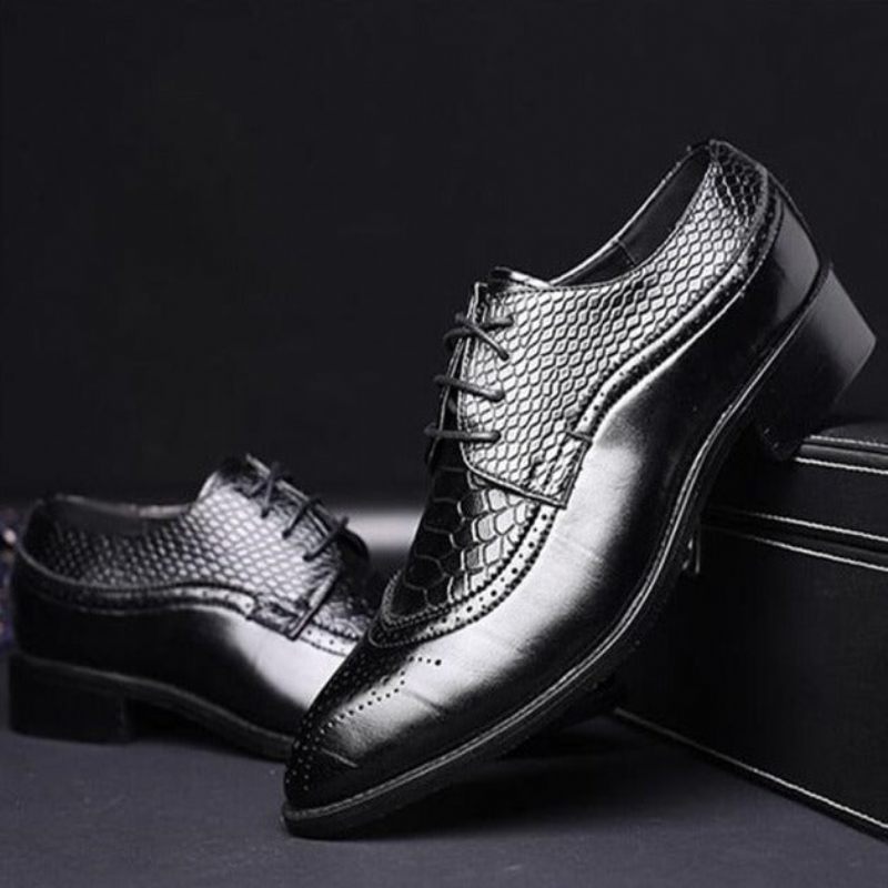 Formale Herrenschuhe Alligator Luxuriöse Schnür-brogue-kleiderschuhe - Schwarz