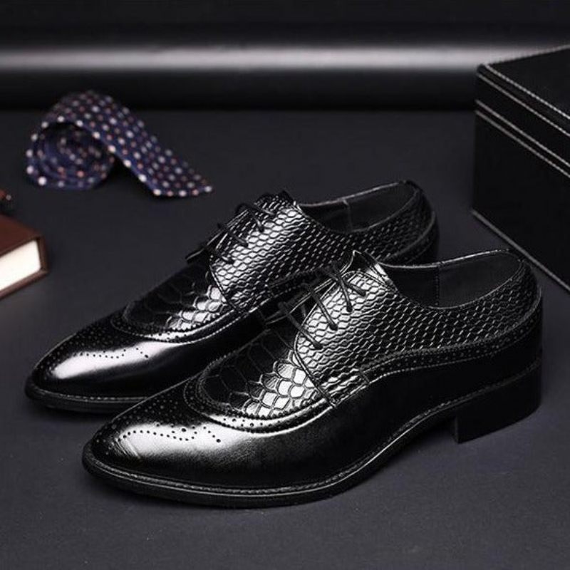 Formale Herrenschuhe Alligator Luxuriöse Schnür-brogue-kleiderschuhe - Schwarz