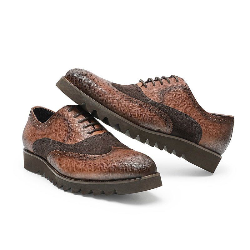 Formale Herrenschuhe Alligator Luxus Wingtip Brogue Freizeitschuhe - Kaffee