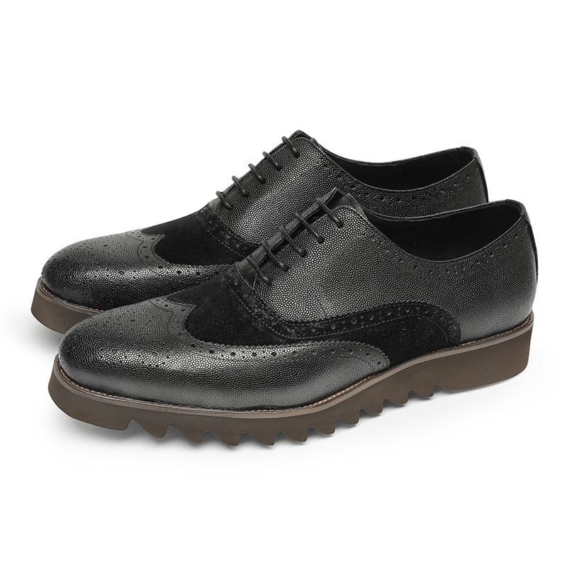 Formale Herrenschuhe Alligator Luxus Wingtip Brogue Freizeitschuhe - Schwarz