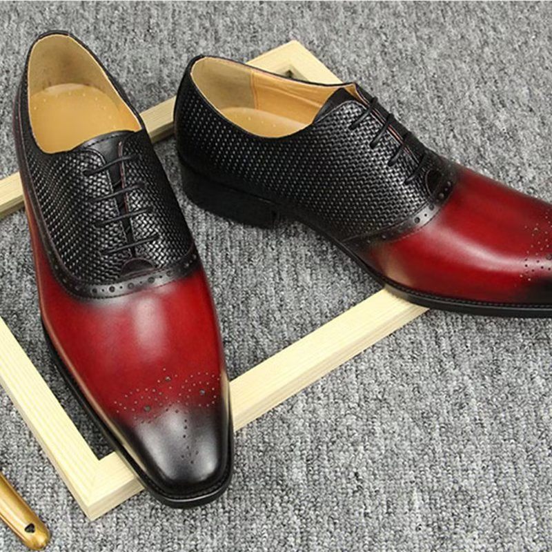 Formale Herrenschuhe Aus Echtem Leder Hochzeits-brogue-schuhe - Rot