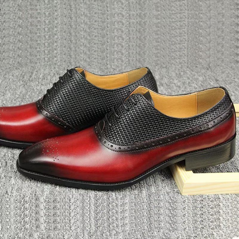 Formale Herrenschuhe Aus Echtem Leder Hochzeits-brogue-schuhe - Rot