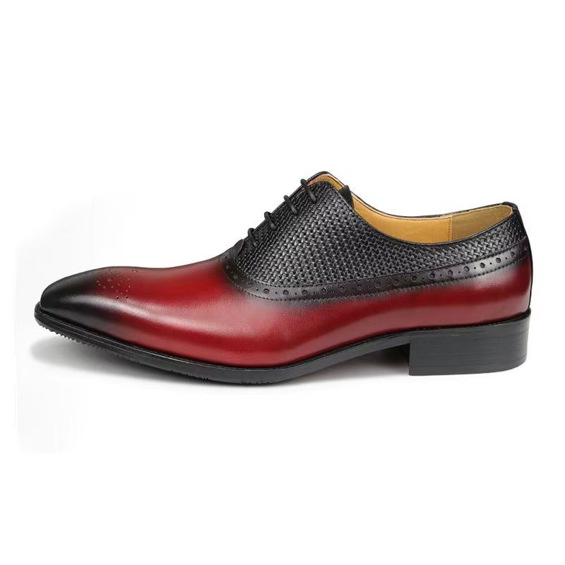 Formale Herrenschuhe Aus Echtem Leder Hochzeits-brogue-schuhe - Rot