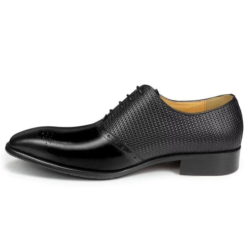 Formale Herrenschuhe Aus Echtem Leder Hochzeits-brogue-schuhe - Schwarz