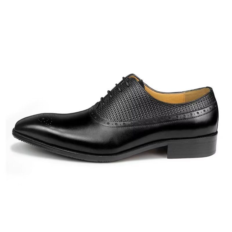 Formale Herrenschuhe Aus Echtem Leder Hochzeits-brogue-schuhe - Schwarz