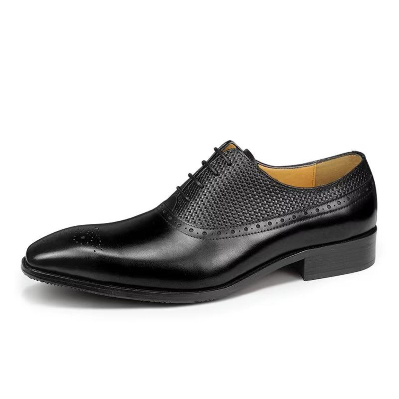 Formale Herrenschuhe Aus Echtem Leder Hochzeits-brogue-schuhe - Schwarz