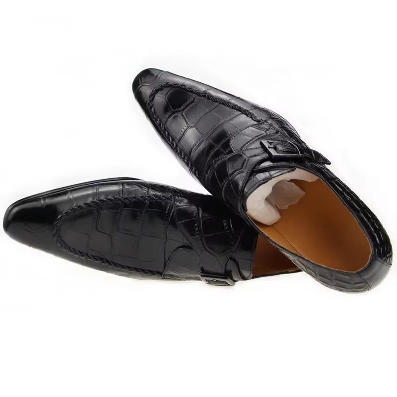 Formale Herrenschuhe Aus Echtem Leder Luxuriöse Elegante Brogue-hochzeits-oxford-schuhe - Schwarz