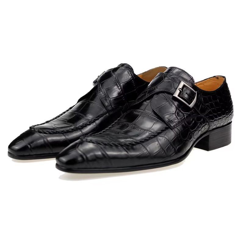 Formale Herrenschuhe Aus Echtem Leder Luxuriöse Elegante Brogue-hochzeits-oxford-schuhe - Schwarz