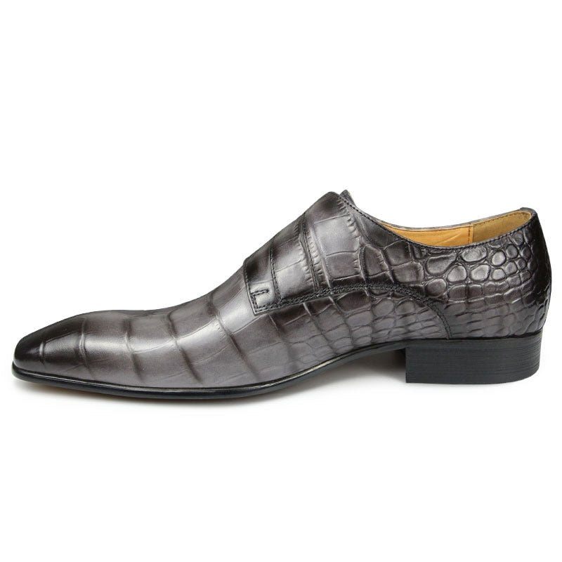 Formale Herrenschuhe Aus Echtem Leder Mit Monkstrap-schuhen - Grau