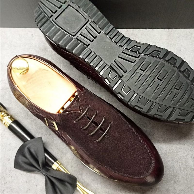 Formale Herrenschuhe Aus Echtem Leder Mit Runder Zehenpartie Und Herbst-oxfords - Kaffee