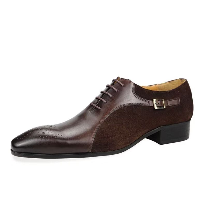 Formale Herrenschuhe Aus Echtem Leder Modische Hochzeits-brogue-schuhe - Kaffee