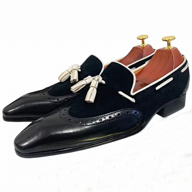 Formale Herrenschuhe Aus Echtem Leder Prestige-slipper Mit Spitzer Zehenpartie