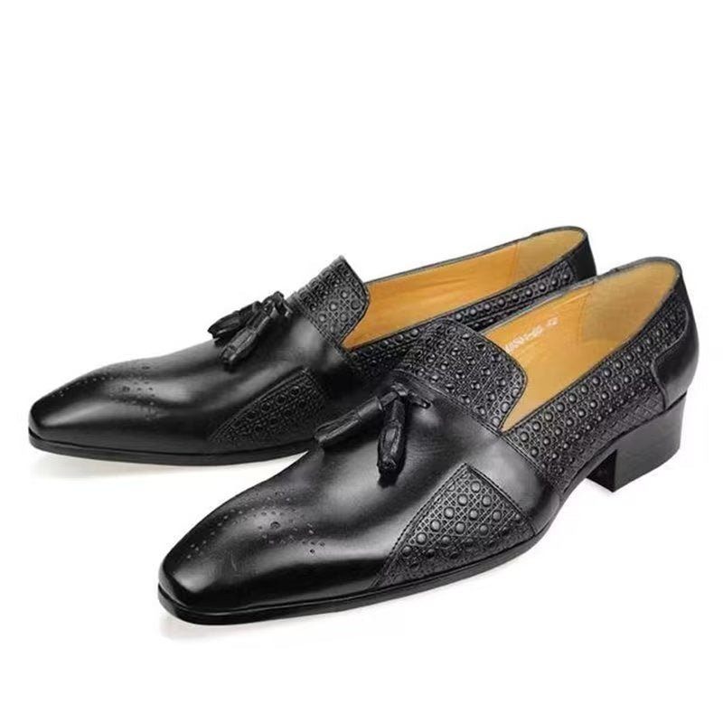 Formale Herrenschuhe Aus Leder Brogue-oxford-hochzeitshalbschuhe - Schwarz