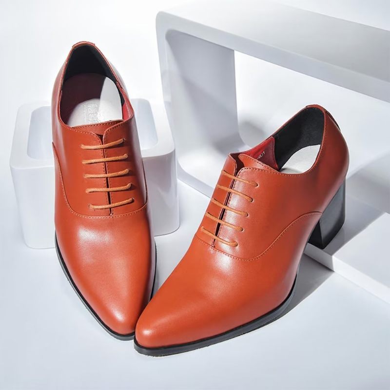 Formale Herrenschuhe Aus Leder Im Oxford-stil - Orange