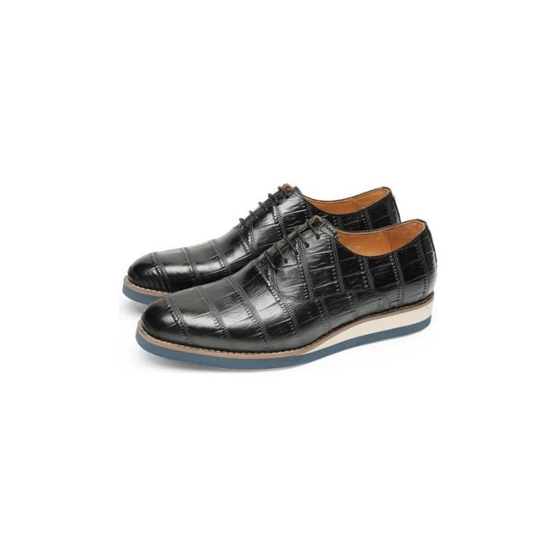 Formale Herrenschuhe Aus Leder Mit Alligator-plateau-brogue-schuhen - Schwarz