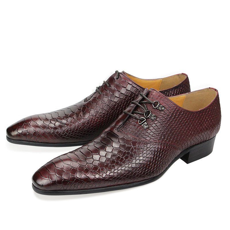 Formale Herrenschuhe Aus Leder Mit Spitzer Zehenpartie Und Oxford-schuhen - Kaffee