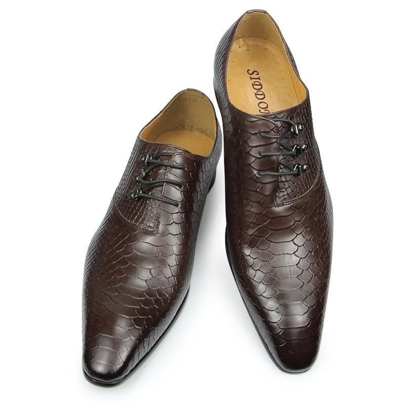 Formale Herrenschuhe Aus Leder Mit Spitzer Zehenpartie Und Oxford-schuhen - Kaffee