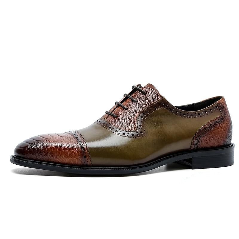 Formale Herrenschuhe Aus Leder Mit Spitzer Zehenpartie Und Oxford-schuhen - Braun