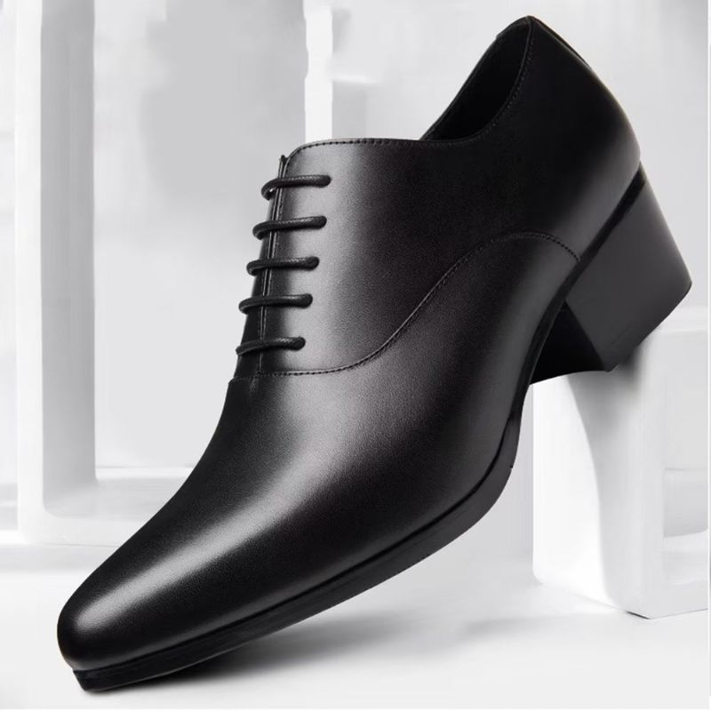 Formale Herrenschuhe Aus Raffiniertem Leder Mit Spitzer Zehenpartie Schicke Oxford-schuhe - Schwarz