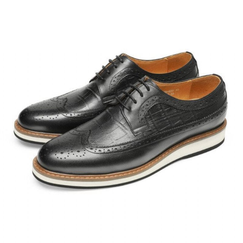 Formale Herrenschuhe Aus Rindsleder Designer-brogue-freizeitschuhe - Schwarz