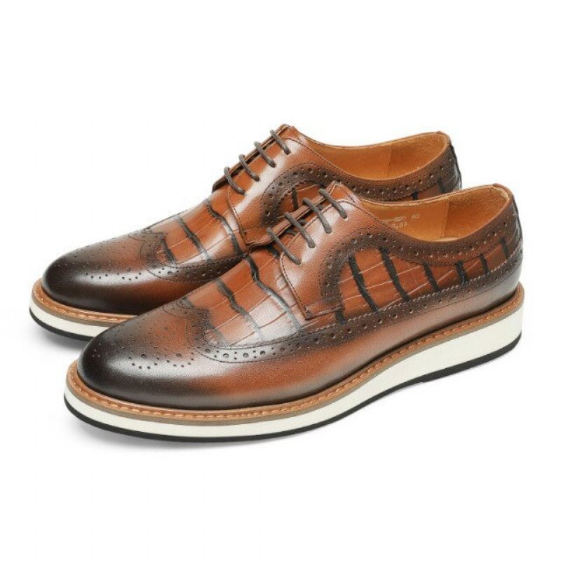 Formale Herrenschuhe Aus Rindsleder Designer-brogue-freizeitschuhe - Kaffee