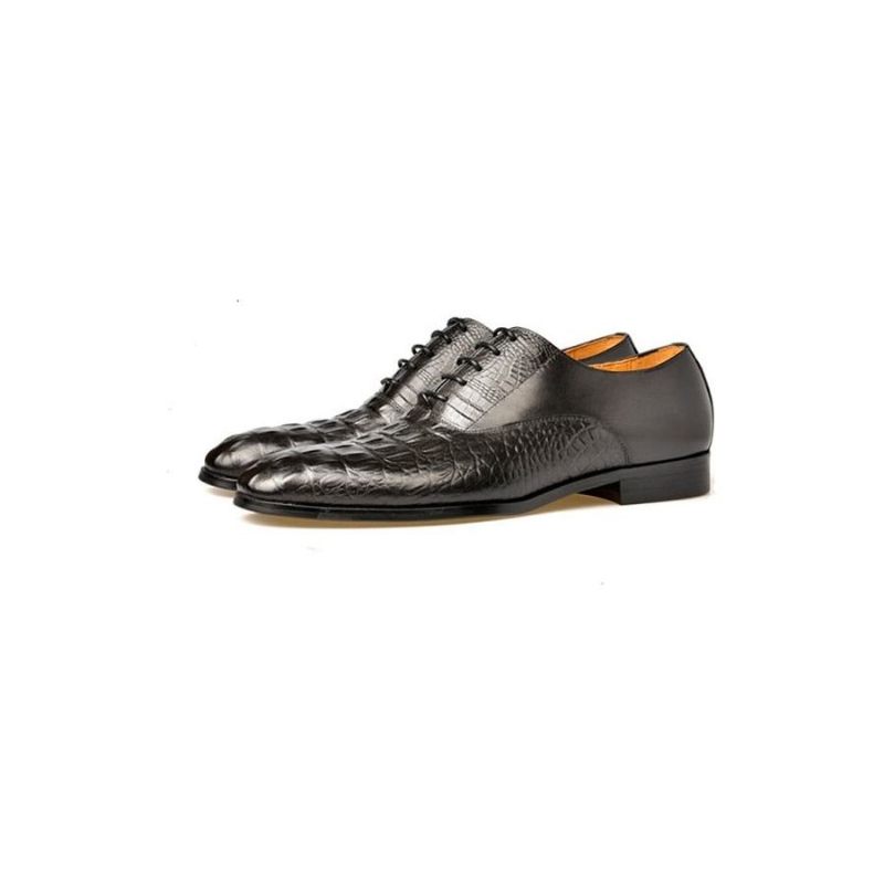 Formale Herrenschuhe Brogue-schuhe Aus Exotischem Geschnitztem Leder - Schwarz