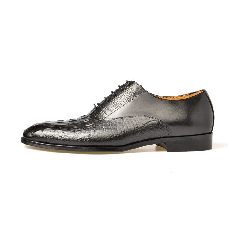 Formale Herrenschuhe Brogue-schuhe Aus Exotischem Geschnitztem Leder - Schwarz