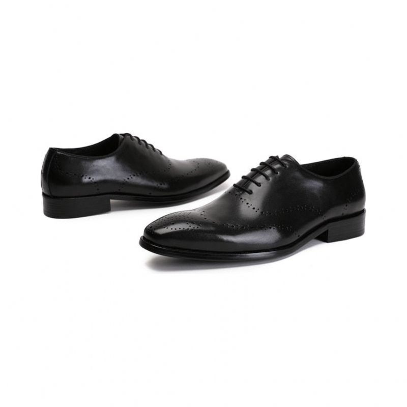 Formale Herrenschuhe Brogue-schuhe Aus Exotischem Rindsleder - Schwarz