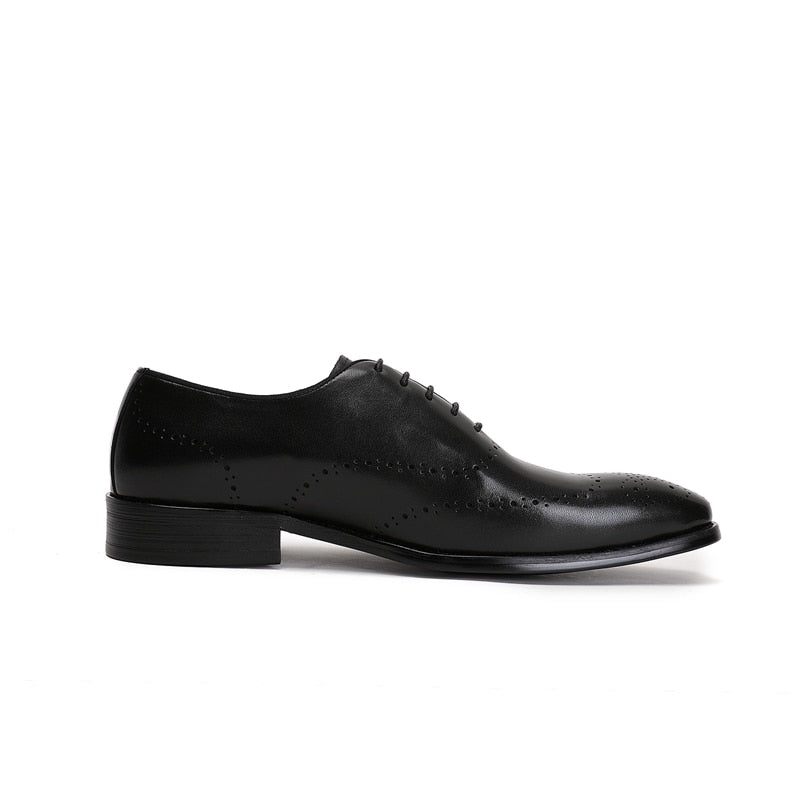 Formale Herrenschuhe Brogue-schuhe Aus Exotischem Rindsleder - Schwarz