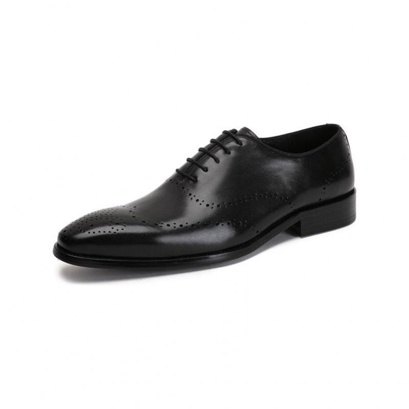 Formale Herrenschuhe Brogue-schuhe Aus Exotischem Rindsleder - Schwarz