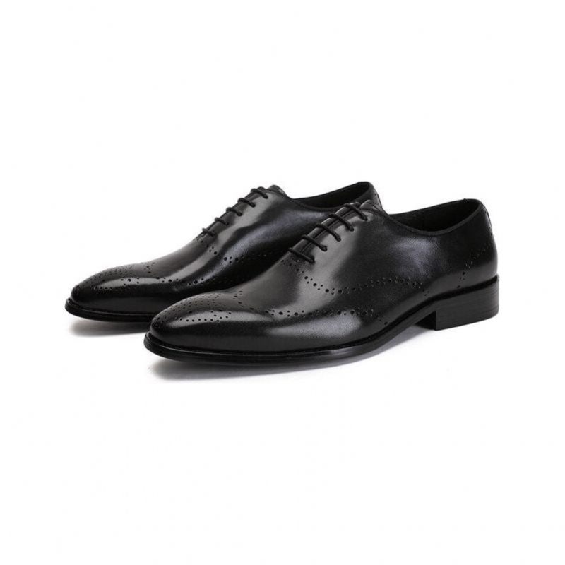 Formale Herrenschuhe Brogue-schuhe Aus Exotischem Rindsleder - Schwarz