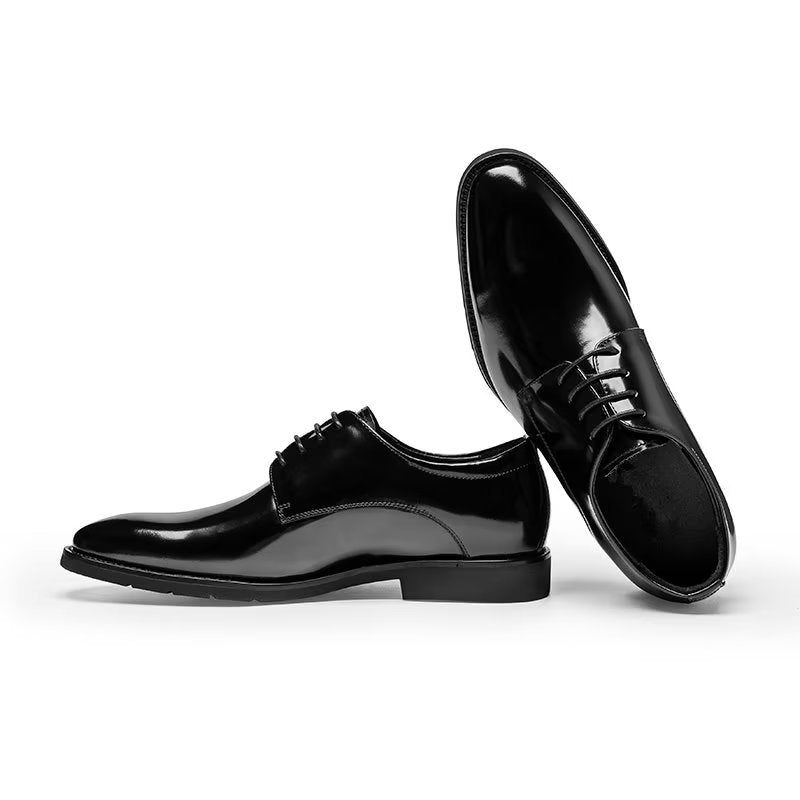 Formale Herrenschuhe Derby-schuhe Aus Raffiniertem Leder - Schwarz