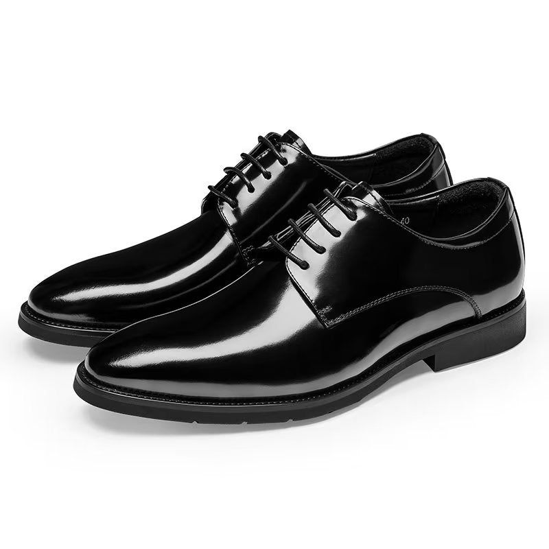 Formale Herrenschuhe Derby-schuhe Aus Raffiniertem Leder - Schwarz