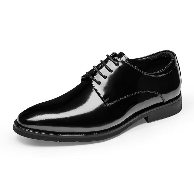 Formale Herrenschuhe Derby-schuhe Aus Raffiniertem Leder - Schwarz