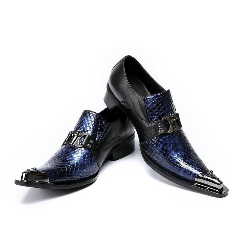 Formale Herrenschuhe Eleganza Oxfords Mit Spitzer Zehenpartie - Blau