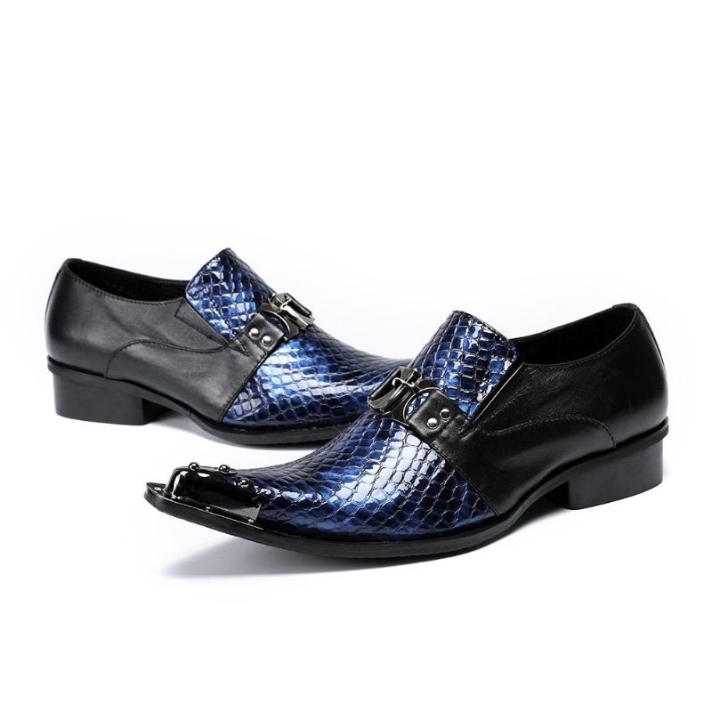 Formale Herrenschuhe Eleganza Oxfords Mit Spitzer Zehenpartie - Blau