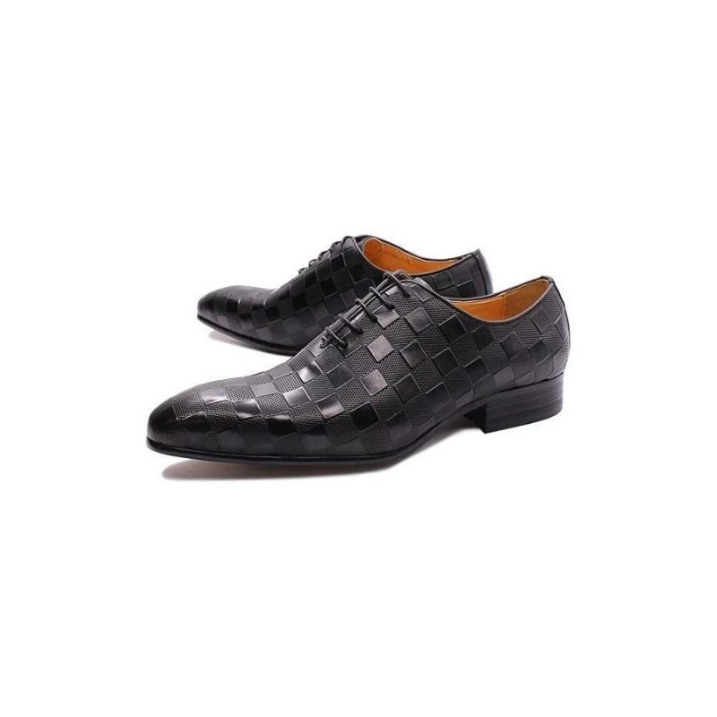 Formale Herrenschuhe Eleganza Plaid Oxford-schnürschuhe - Schwarz