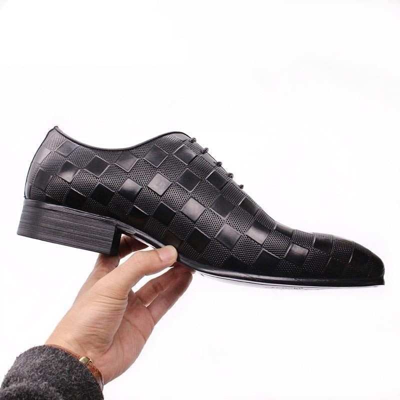 Formale Herrenschuhe Eleganza Plaid Oxford-schnürschuhe - Schwarz