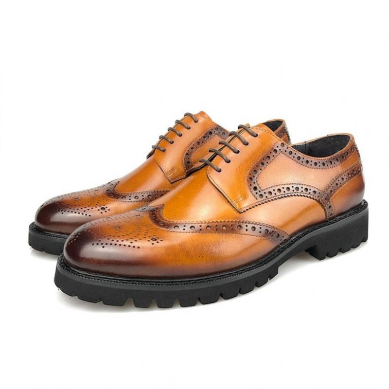 Formale Herrenschuhe Exotische Brogue-schuhe Aus Leder Mit Schnürung - Kaffee