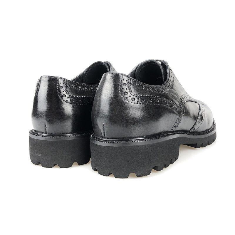 Formale Herrenschuhe Exotische Brogue-schuhe Aus Leder Mit Schnürung - Schwarz