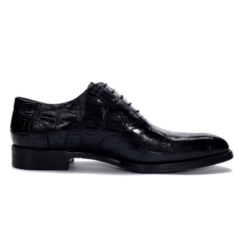 Formale Herrenschuhe Luxuriöse Formelle Oxford-schuhe Mit Krokodilmuster - Schwarz